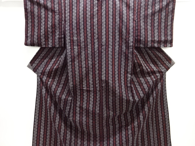 平和屋着物○久留米絣 反物 麻の葉間道 証紙付き 着尺 綿 逸品 未